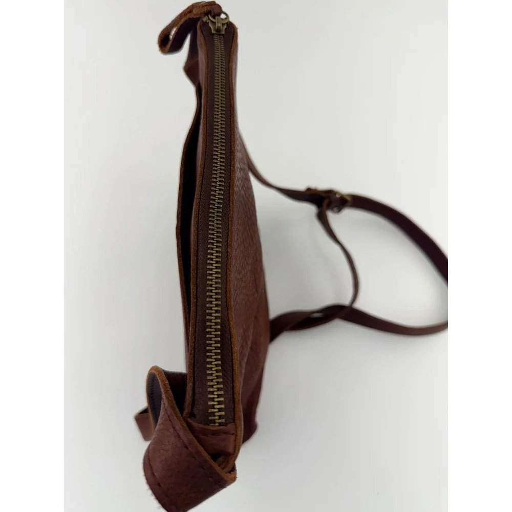 Lifetime Leather Crossbody Bag Brown Full Grain Cowhide Leather Adjustable Strap